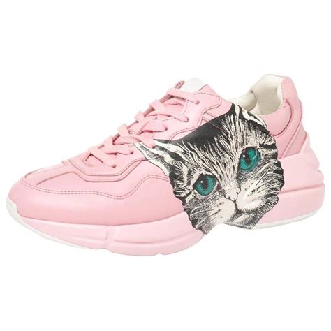 gucci pink cat sneakers|gucci sneakers pink bottom.